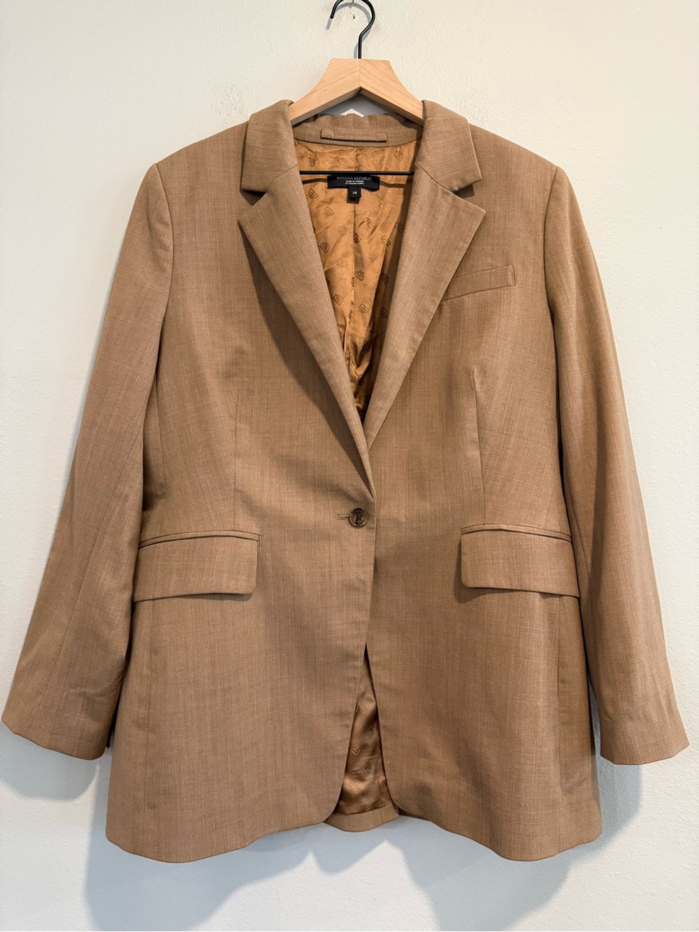 Banana Republic Single-Button Blazer Italian Wool Mazotto 14 Professional